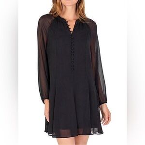 Joie Balloon Sleeve Shift Dress in Caviar Black
